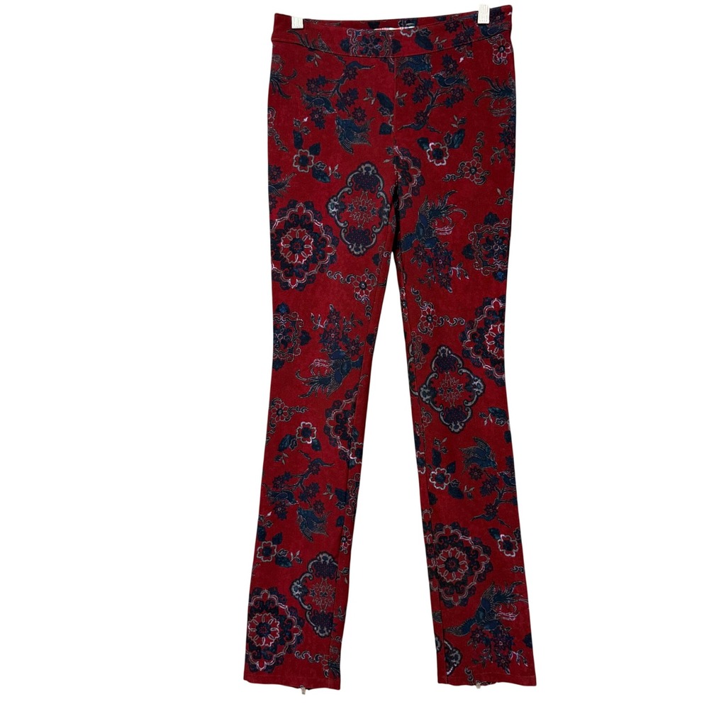Urban Outfitters Pants Womens Small Dark Red Blue Floral Ankle Zip Boho NWT